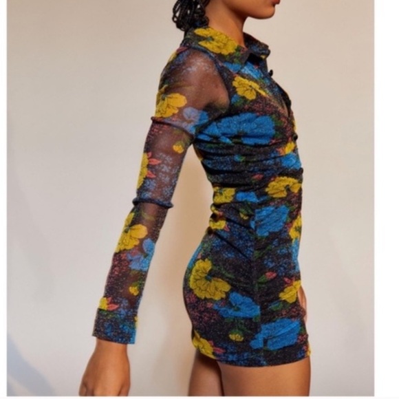 Urban‎ Outfitters Heather Fitted Lurex Shirt Dress Size Medium - Picture 2 of 13